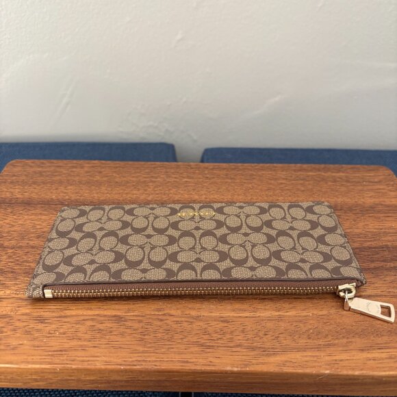 Coach Tan Crossgrain Leather Brown Signature Pop Envelope Wallet - Picture 12 of 16